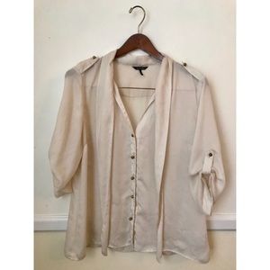 Daisy Fuentes Ivory Tie Neck Blouse